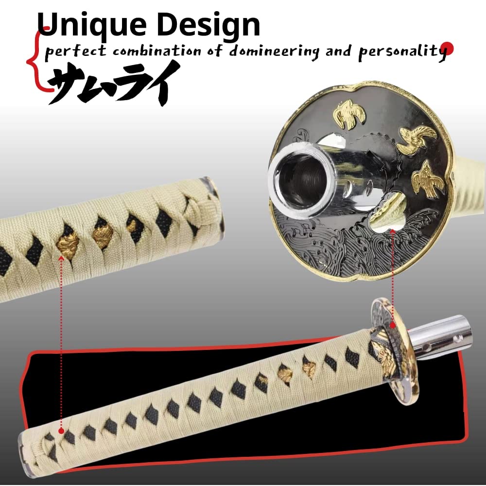 JINGLING Pomello del cambio Samurai Sword Katana Stick manuale AT MT Car Universal Custom Shifter Lever Head con 4 tipi di adattatori (bianco e rosso, 20 cm
