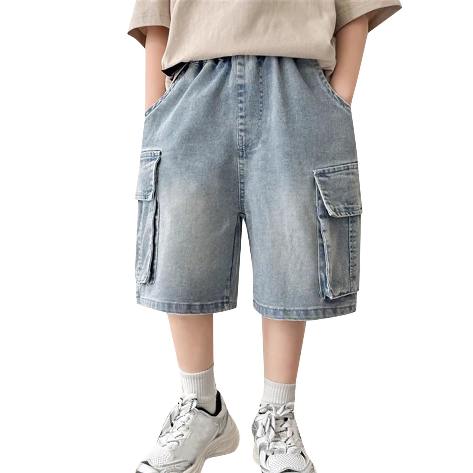 Generico Pantaloncini Bambino,vestibilità Normale Estate Casual Outwear Pantaloni Corti da Trekking Cargo per Ragazzi Running Jogging Bermuda Shorts Bambini dai 3 ai 14 Anni