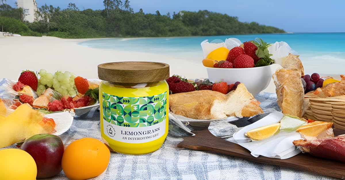 Dekoracyjna żółta duża świeca Citronella na zewnątrz, 470 ml, szkło, mocne świece zapachowe z trawy cytrynowej, na patio, kemping, ognisko, do ogrodu, na balkon