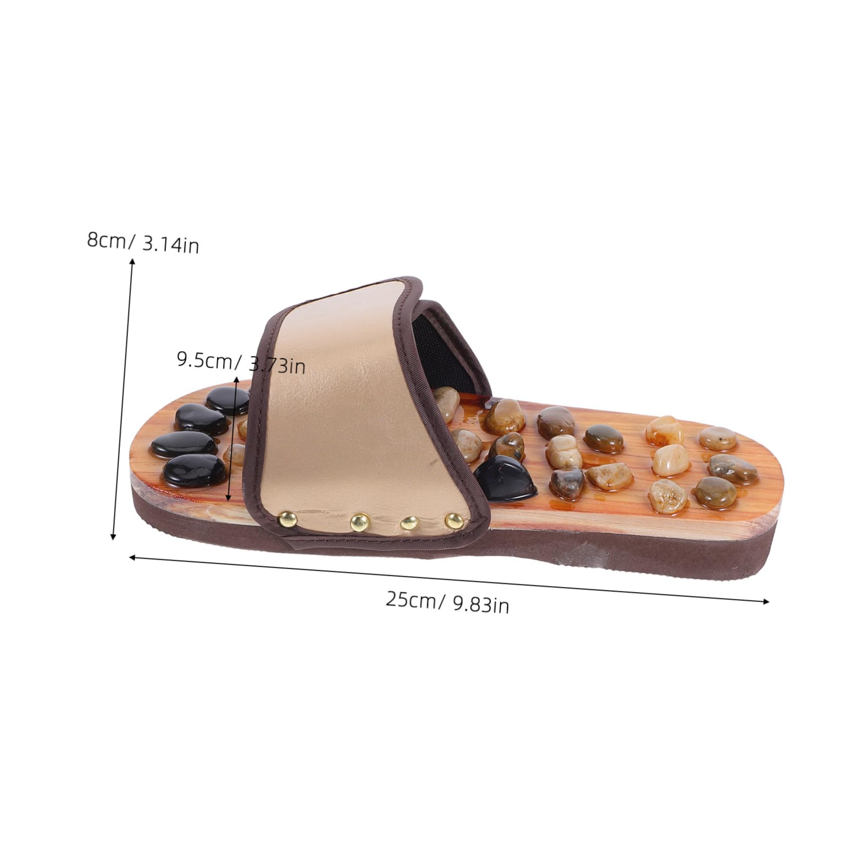 FRCOLOR Fußmassage Sandalen mit Akupunkturpunkten aus Kunstleder und Kieselsteinen Bequeme Fußmassage Hausschuhe für Zuhause und Büro Größe 39-40
