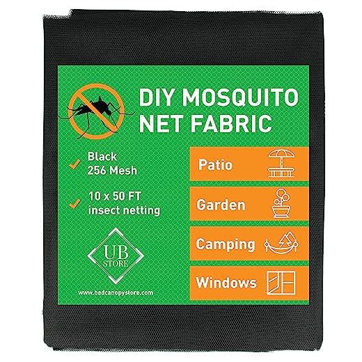 Best mosquito netting for patio umbrella UB-STORE Black Garden Netting 10x50 FT