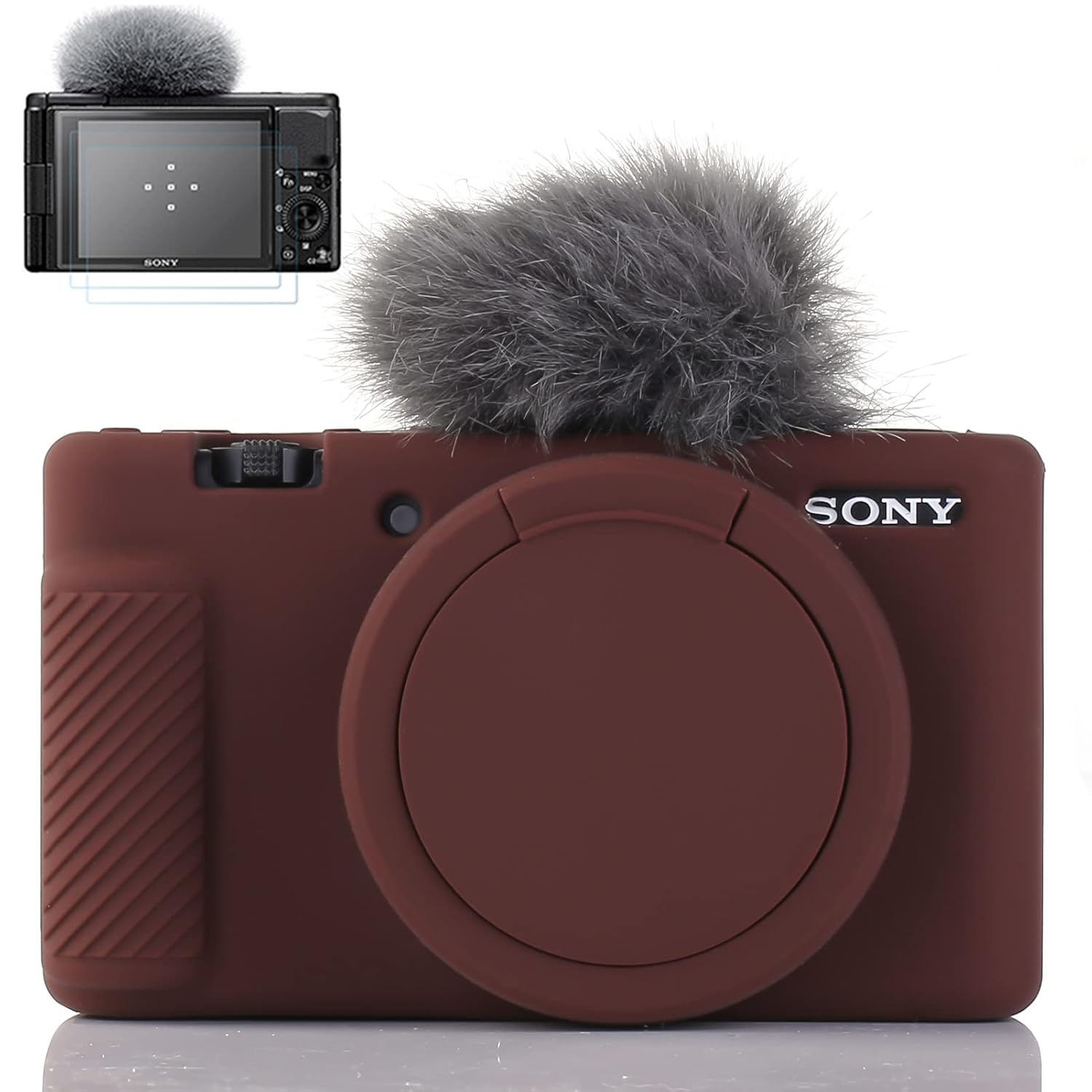 Pocoukate Camera Case for Sony ZV-1, ZV1 Camera Case Digital Camera Anti-Scratch Slim Fit Soft DSLR Camera Sleeve with Screen Protector for Sony ZV-1 – Coffee