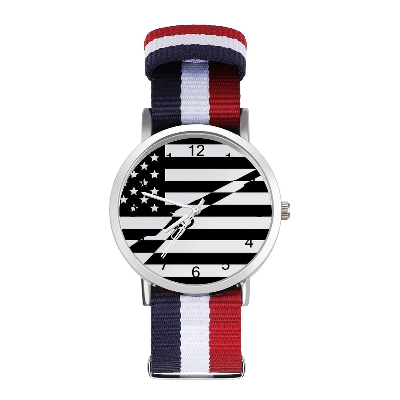 United States Flag Air Rifle Gun Funny Wrist Watches for Men Women Fashion Graphic Watch for Work Workout
