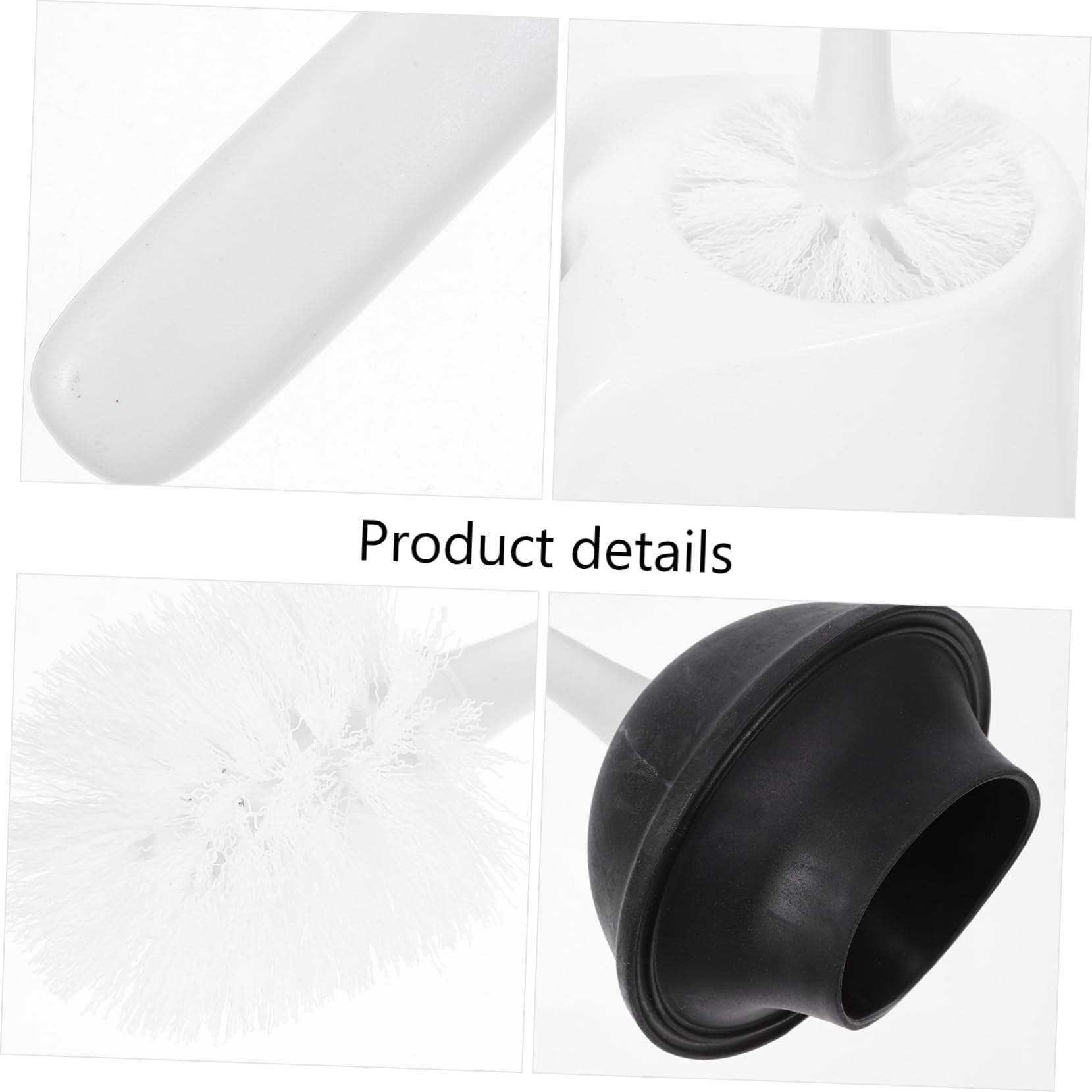 UKCOCO Juego de Escobilla de Inodoro Material ABS Resistente con Soporte y Émbolo de Goma y Diseño Elegante Blanco Limpieza para Baño