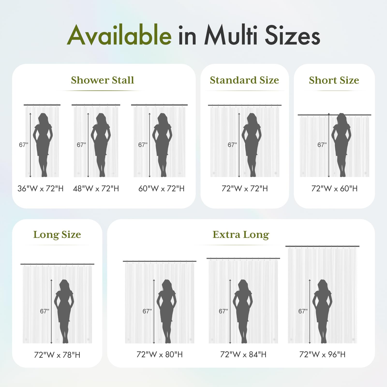 Clear 72x72 PEVA Plastic Shower Curtain Liner with 3 Magnets and 12 Rustproof Grommets J719