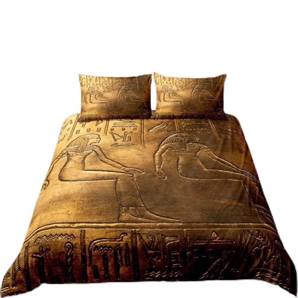 Funda de edredón con estampado egipcio dorado y juego de ropa de cama 5