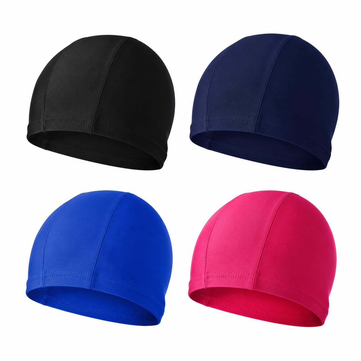 4 Pack Fabric Swimming Caps for Adults Kids Unisex Elastic Swim Cap Quick Dry Hair Protection Durable Swim Hat for Pool Beach Open Water
