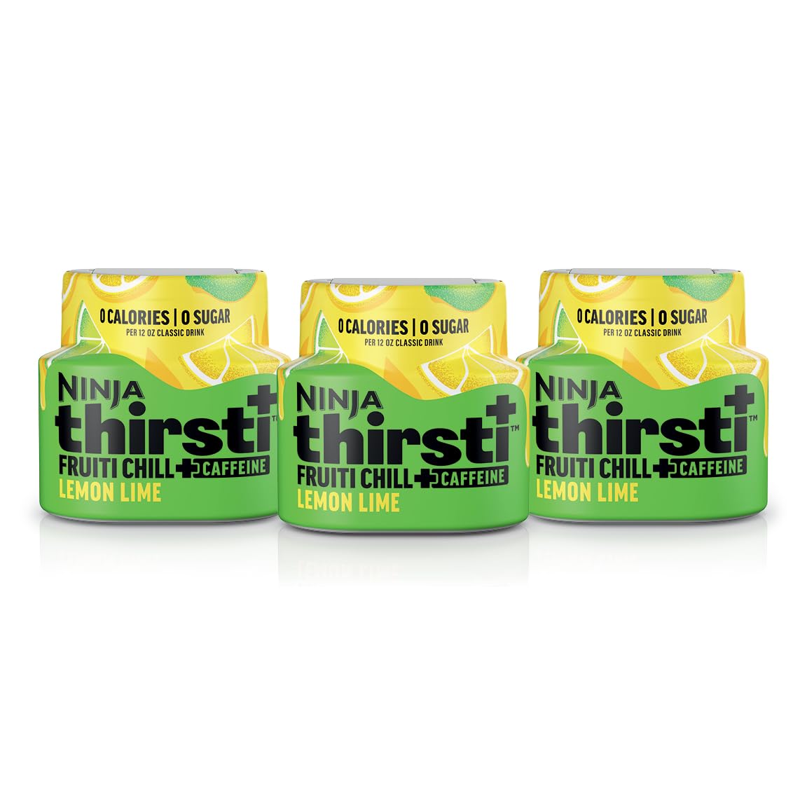 NINJAThirsti Flavored Water Drops, FRUITI CHILL+ Lemon Lime, Bold Fruit Flavor with Caffeine,Sparkling or Still, Zero Calories, Zero Sugar, Makes 17, 12oz drinks, 3 Pack, WCFLELIAM