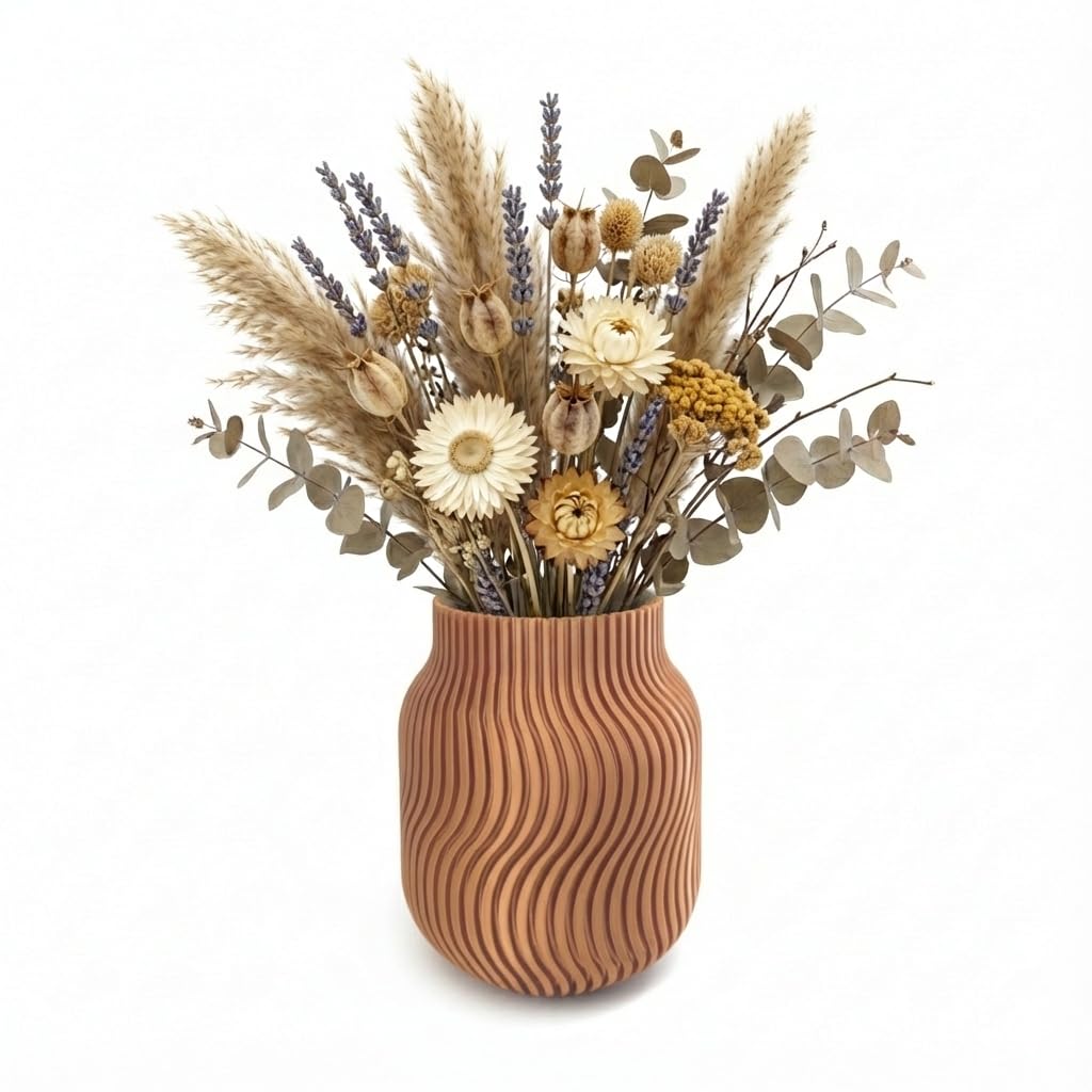 Wublue Flow Line Vase – Decorative Flower Vase 6 inch | Lightweight Premium Home Décor for Living Room, Bedroom, Office & Tabletop | Ideal for Dried Flowers, Pampas Grass & Artificial Stems (Copper)-image-34