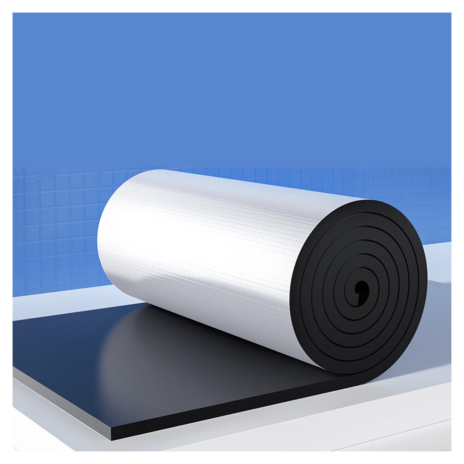Lámina de Aluminio autoadhesiva acústica, Aislante, Barrera Radiante, protección térmica, para áticos, Paredes, Casas, caravanas, garajes y techos (15 mm de Grosor, 7 m²)