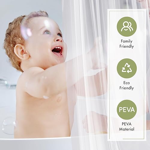 Miniatura 2 de Amazer Forro de cortina de ducha extra largo, 72 x 96 pulgadas, forro de ducha de plástico transparente PEVA, impermeable, peso medio, cortinas de