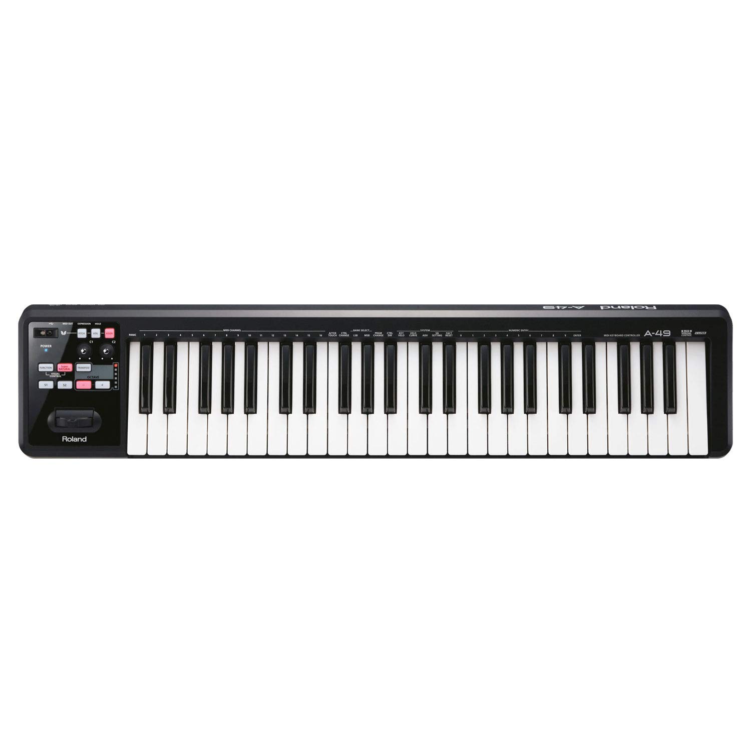 Roland A49 A-49 BK USB MIDI-Controller-Keyboard Schwarz + keepdrum MIDI-Kabel 2m