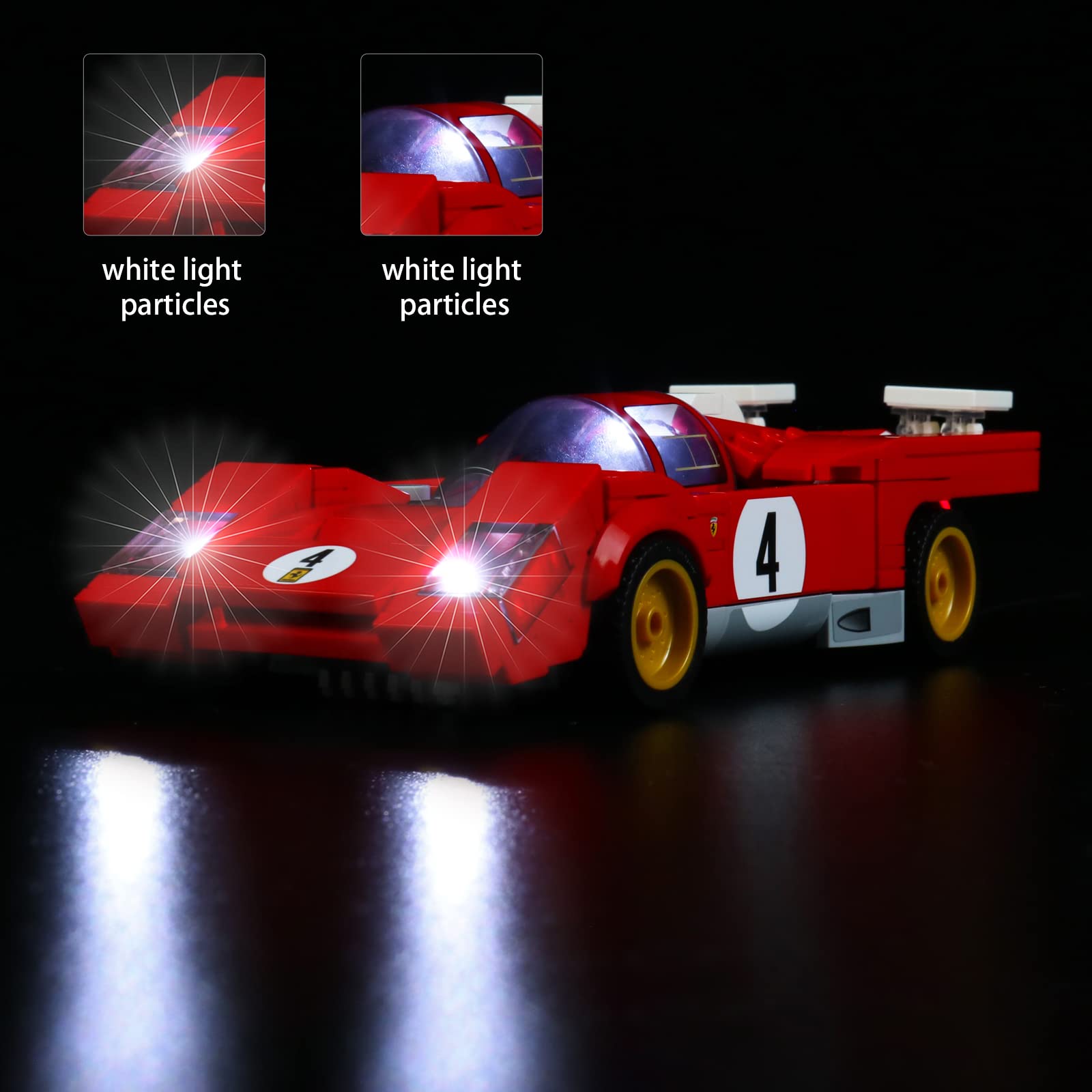 BrickBling LED Light Compatible with Lego Speed Champions Ferrari 76906, Creative Lighting Compatible with Lego 76906 for Adult (Not Included Model)