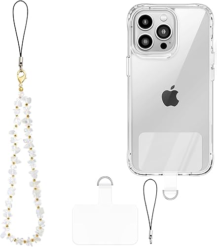 AGEN KGEN Beaded Phone Charm Natural Stone& Pearls Phone Strap Charm Handmade Cell Phone Lanyard Wrist Strap Beads Cute Cell Phone Chain