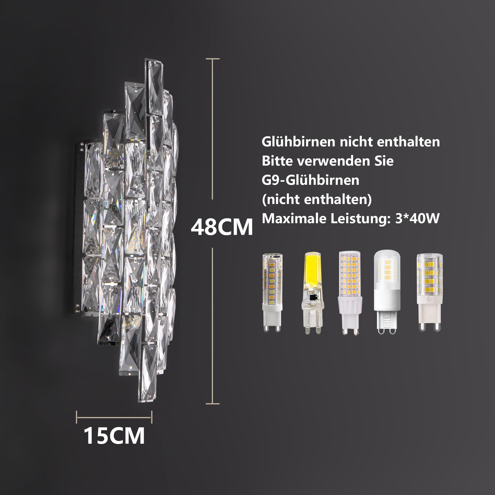 Kristall Wandleuchte Moderne Wandlampe Chrom Luxus K9 Kristall Innen Lampen für Wohnzimmer Schlafzimmer Esszimmer Badezimme Flur Treppenhaus