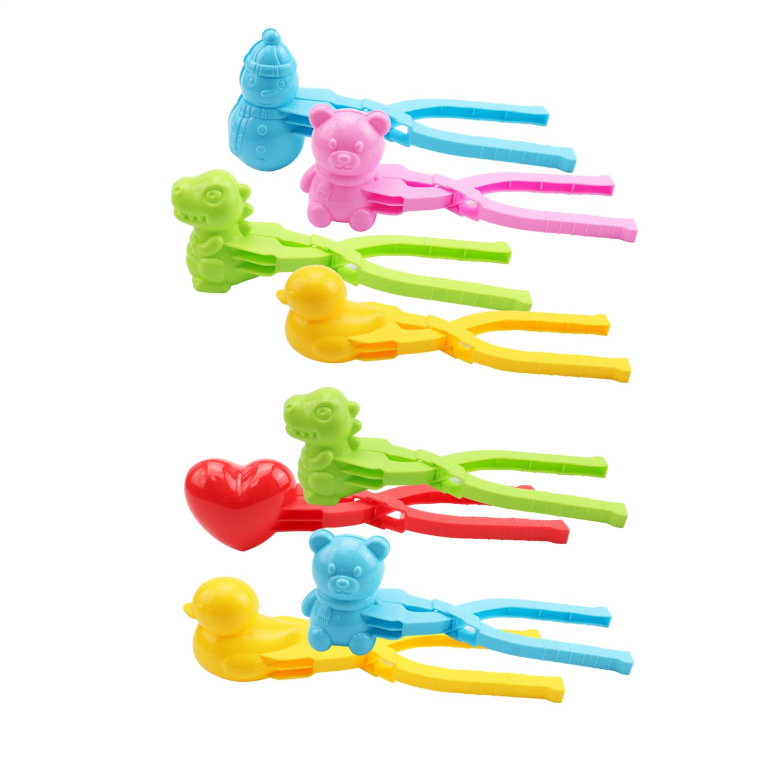 8 Pack Snow Ball Maker for Kids, Winter Fun Snowball Clips, Reusable Love Snowman Dinosaur Bear Duck Scoop Mould Snowball Maker Toy for Adults Children