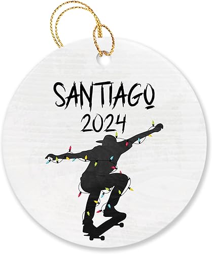 Adorno personalizado para árbol de Navidad deportivo de patineta 2023, adorno de estilo libre, decoración de árbol de Navidad, recuerdos de patineta