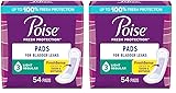 Poise Incontinence Pads & Postpartum Incontinence Pads, 3 Drop Light Absorbency, Regular Length, 54 Count, Packaging May Vary (Pack of 2)