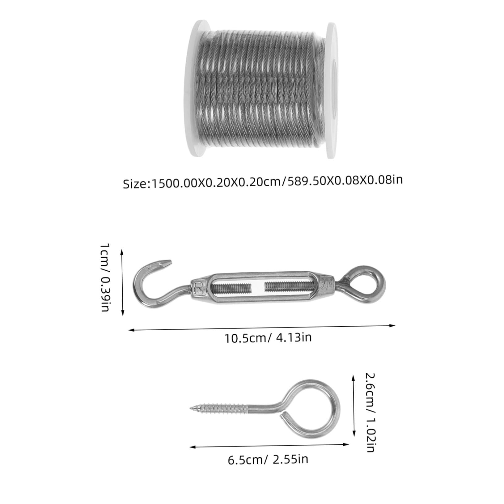 Happyyami Stainless Steel Wire Rope Kit for Outdoor Light Hanging Weather-Resistant Cable System for Deck Railing Climbing Plants Sturdy Installation