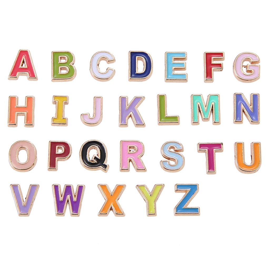YEYULIN 50pcs Colorful Alloy Enamel Alphabet Letter Shape Beads Charms For Jewelry Making DIY Bracelet Necklace Jewelry Gift