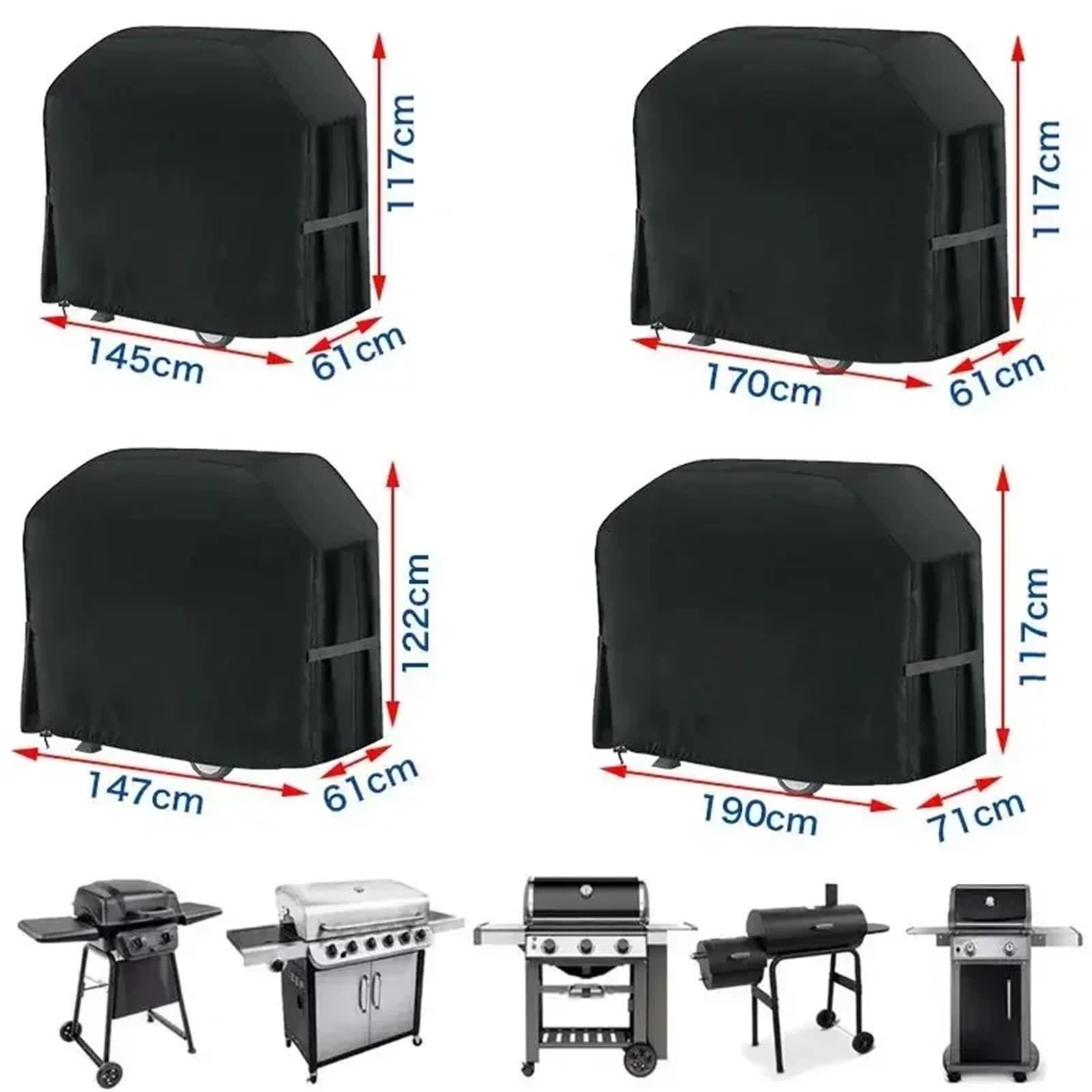 Wytrzymały pokrowiec na grill, Pokrowiec na grilla BBQ z paskami, wielokolorowy, różne rozmiary(Grey,100x60x150cm)