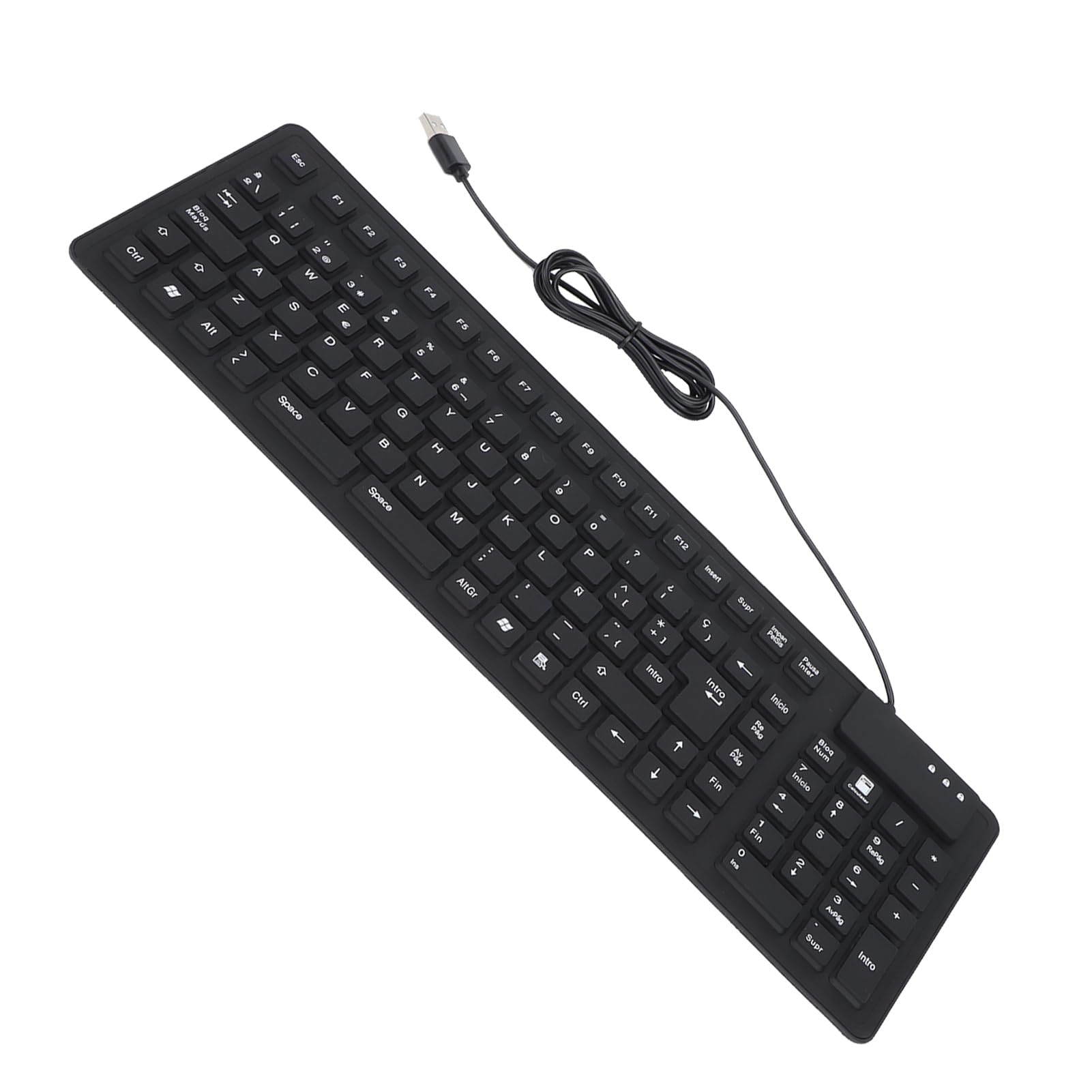 Yctze Teclado de Silicona Silencioso Portátil con Cable USB en Español de 108 Teclas para Teclado de Computadora, de Computadora, con Cable, Teclados Silenciosos, Teclados, de Silicona, Español T