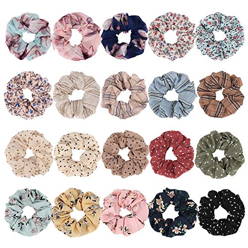 TOBATOBA 20 Pcs Chiffon Hair Scrunchies Large Size Hair Elastics Scrunchies Hair Bands Ties Hair Scrunchy Chiffon Ponytail Holder for Women