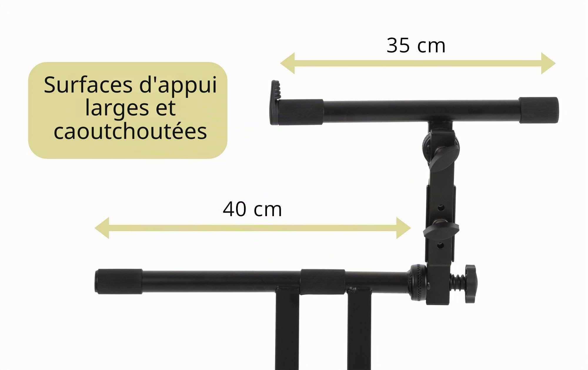 Classic Cantabile Support Clavier Double-X Double Niveau - construction double barre - 2 niveaux pour 2 instruments - fermeture à crémaillère pour le deuxième niveau - noir