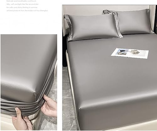 Miniatura 6 de ERNZI Sábanas bajeras de lujo con banda elástica, protector de colchón, colcha acolchada impermeable, suave, transpirable, sin ruido, sábana para