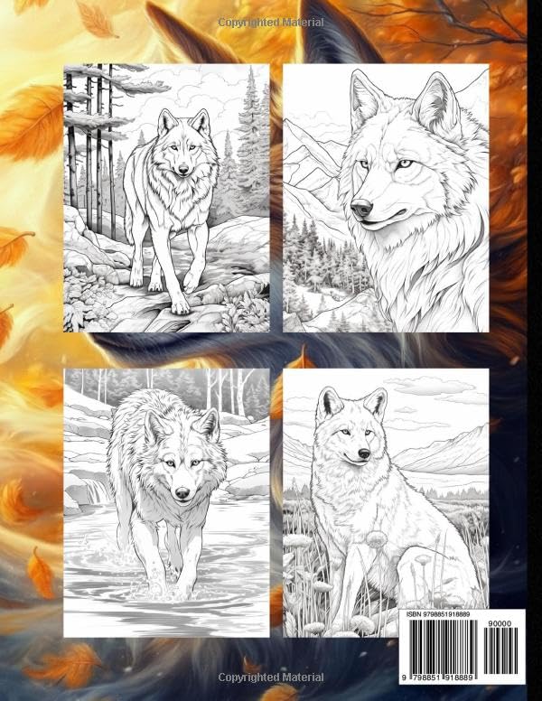 Realistic Wolf Greyscale coloring book: Beautiful and unique designs for adults to color, relax and enjoy. - Image 2