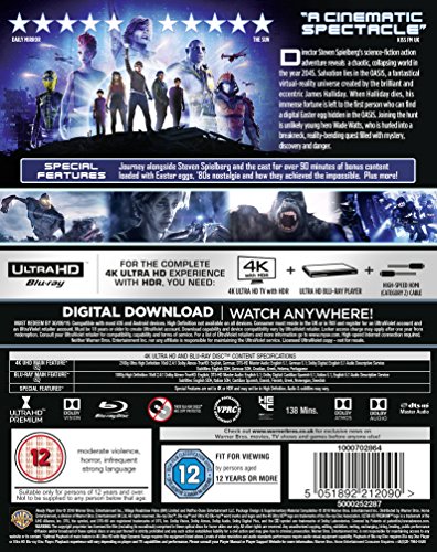 Película Ready Player One en formato físico combo 4K Ultra-HD y Blu-Ray 3