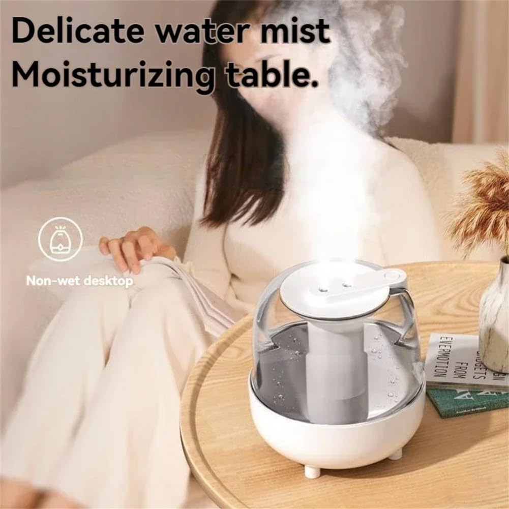 Umidificatore a nebbia fredda da 4 l, ultra silenzioso, per camera da letto, grande stanza, con display digitale, riempimento superiore, diffusore di oli essenziali, 19,5 x 18 cm (4 l, bianco)