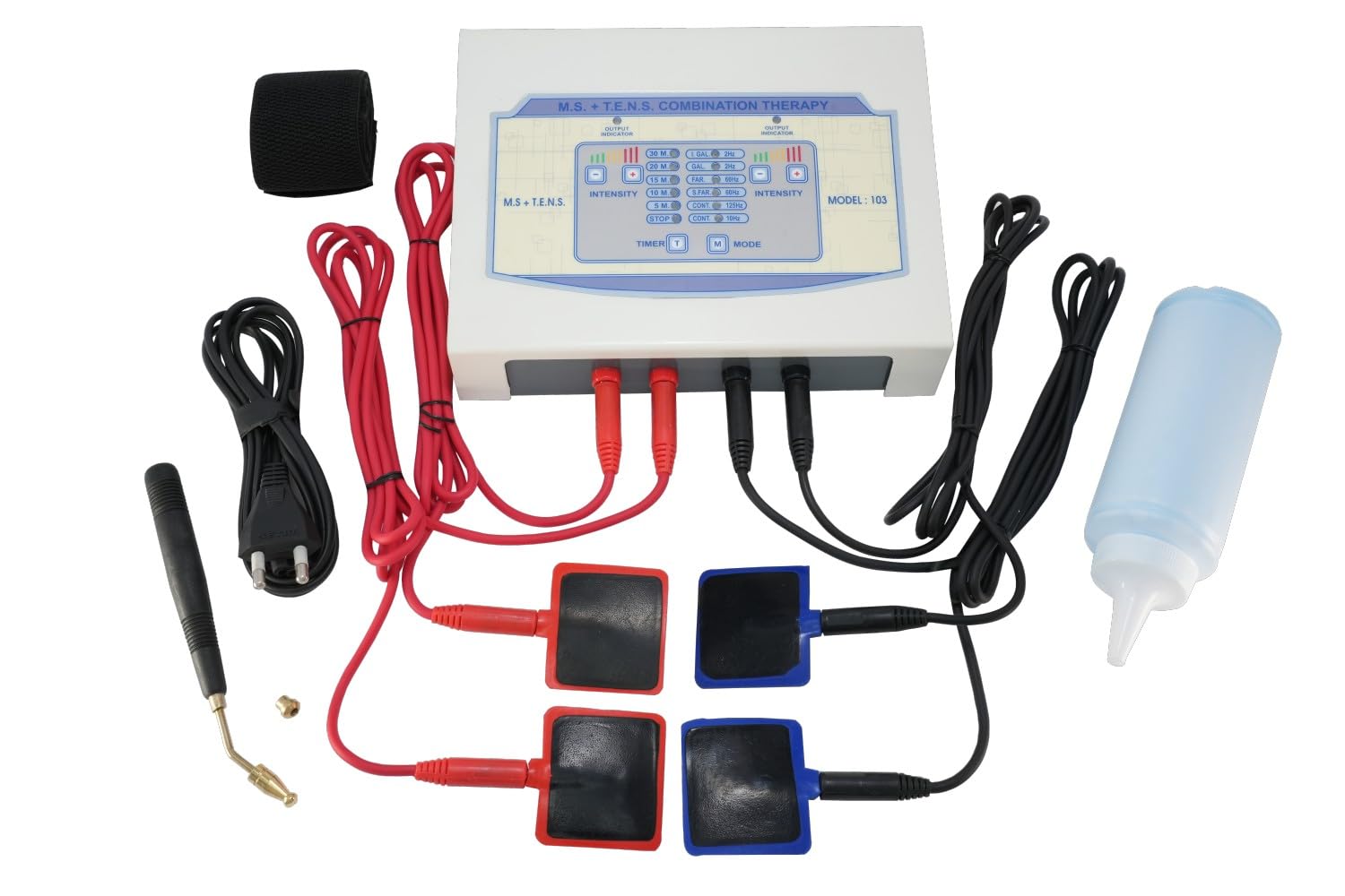 Physiowell Tens Muscle Stimulator combination Professional Physiotherapy Portable Nerve Stimulator Electrotherapy Physiotherapy Machine with one year Warranty. (SelfAdhesive Pad)