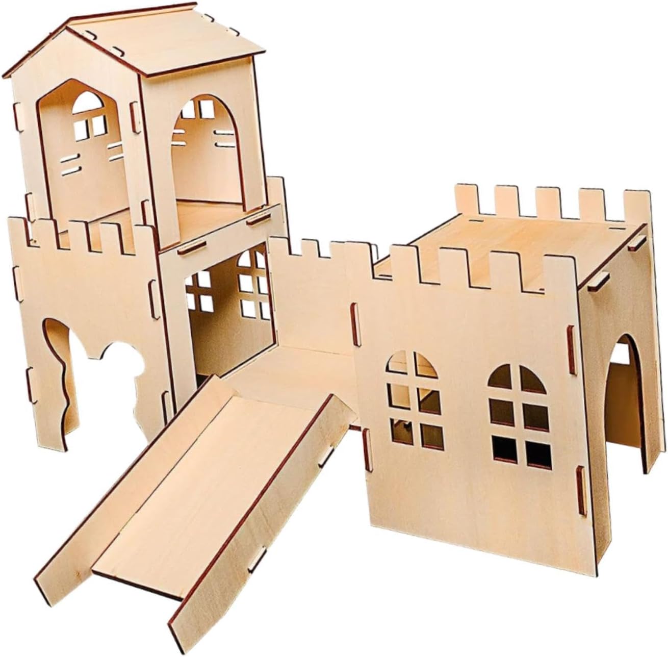 Generic Wooden Guinea Pig House Playhouse Habitat Decor Indoor Cave Hideaway for Hedgehog Gerbils Mice Syrian Hamsters