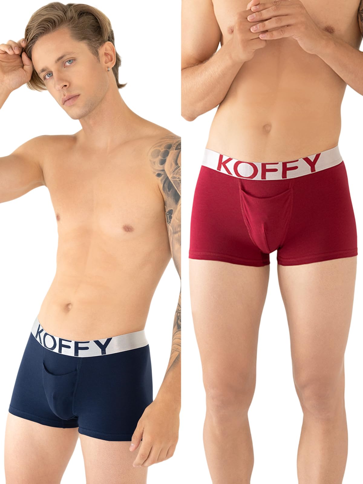 koffy Men's Premium Cotton Lycra Mini Trunk with Minus Cutting Pouch I Silver Metallic Elastic I 4 Way Stretch I Wrinkle Free-picture-5