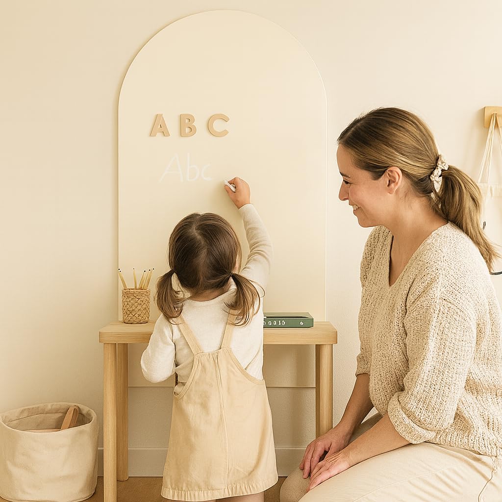 Magnetic Arched Wall Board Ivory Matte 24×46 in – Peel & Stick Wet Wipe Magnetic Board for Kids Playroom, Home Office & Study – Includes to-Do List,