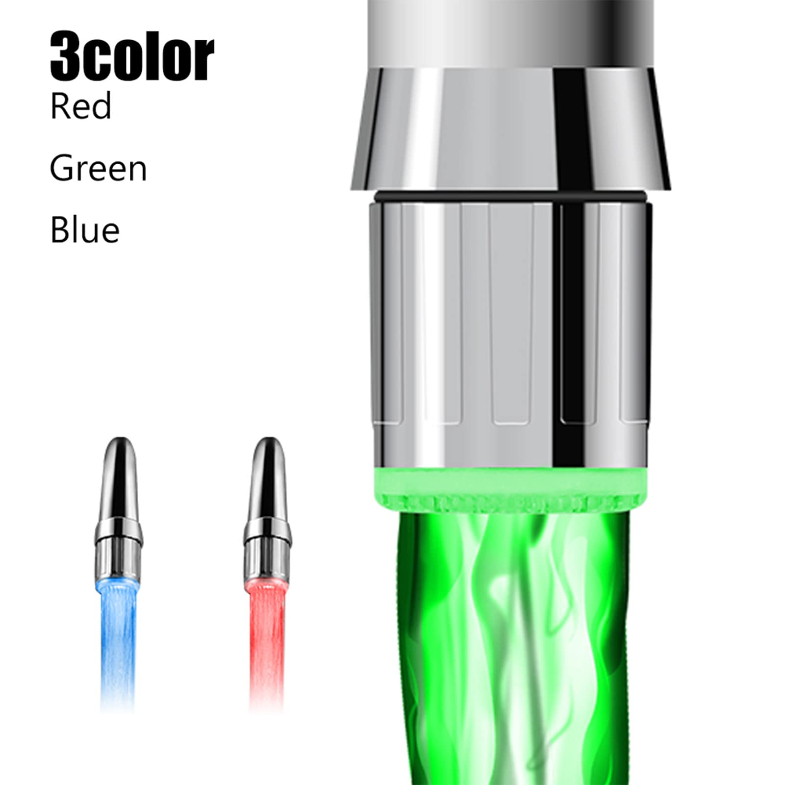 cardyven 3 Color Temperature Sensitive Gradient LED Water Faucet Light,Water Stream Color Changing Faucet Tap,Changing Glow Temperature Sensor for Kitchen,Bathroom