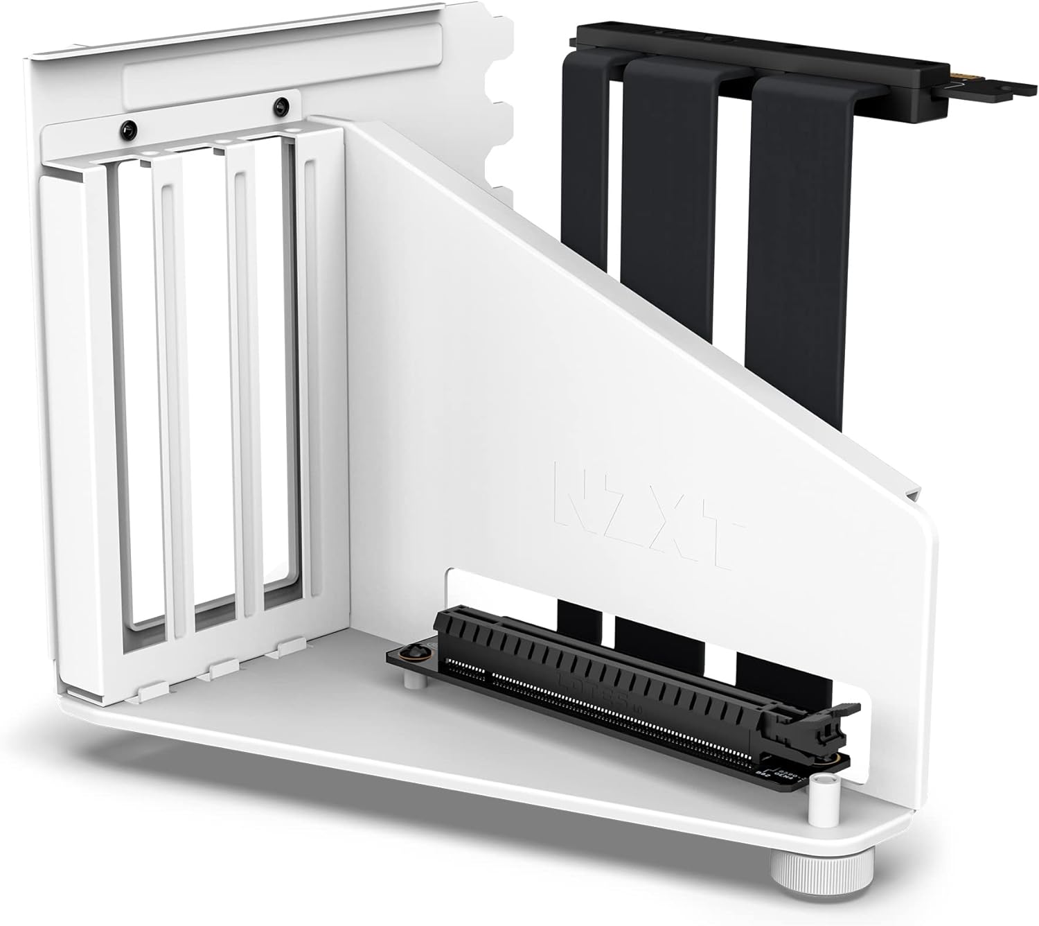 NZXT Matte White Steel Vertical GPU Mounting Kit with PCIe Riser Cable