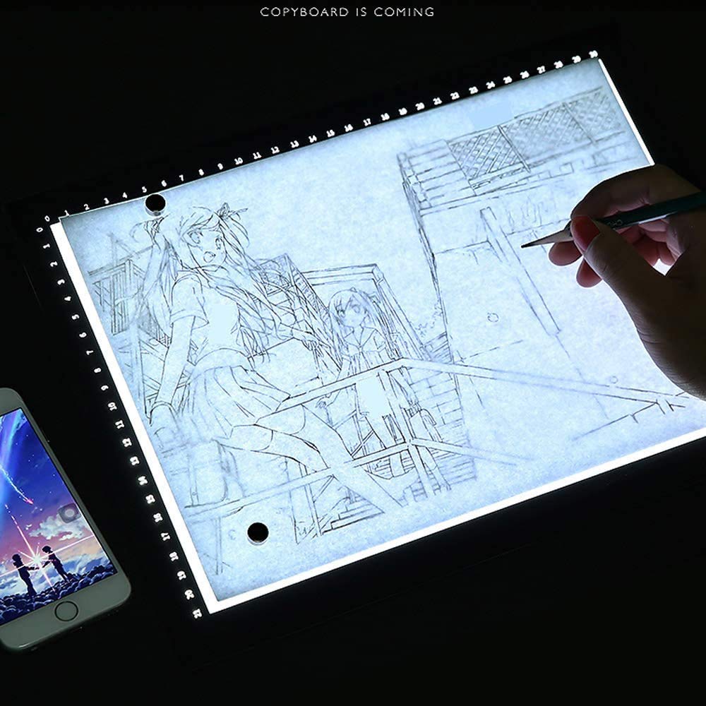 LED Pad planche à dessin, USB Powered Lightbrightness réglable, réglable pour les artistes, Animation Dessin, Esquisser lumière Pad Conseil copie,A3