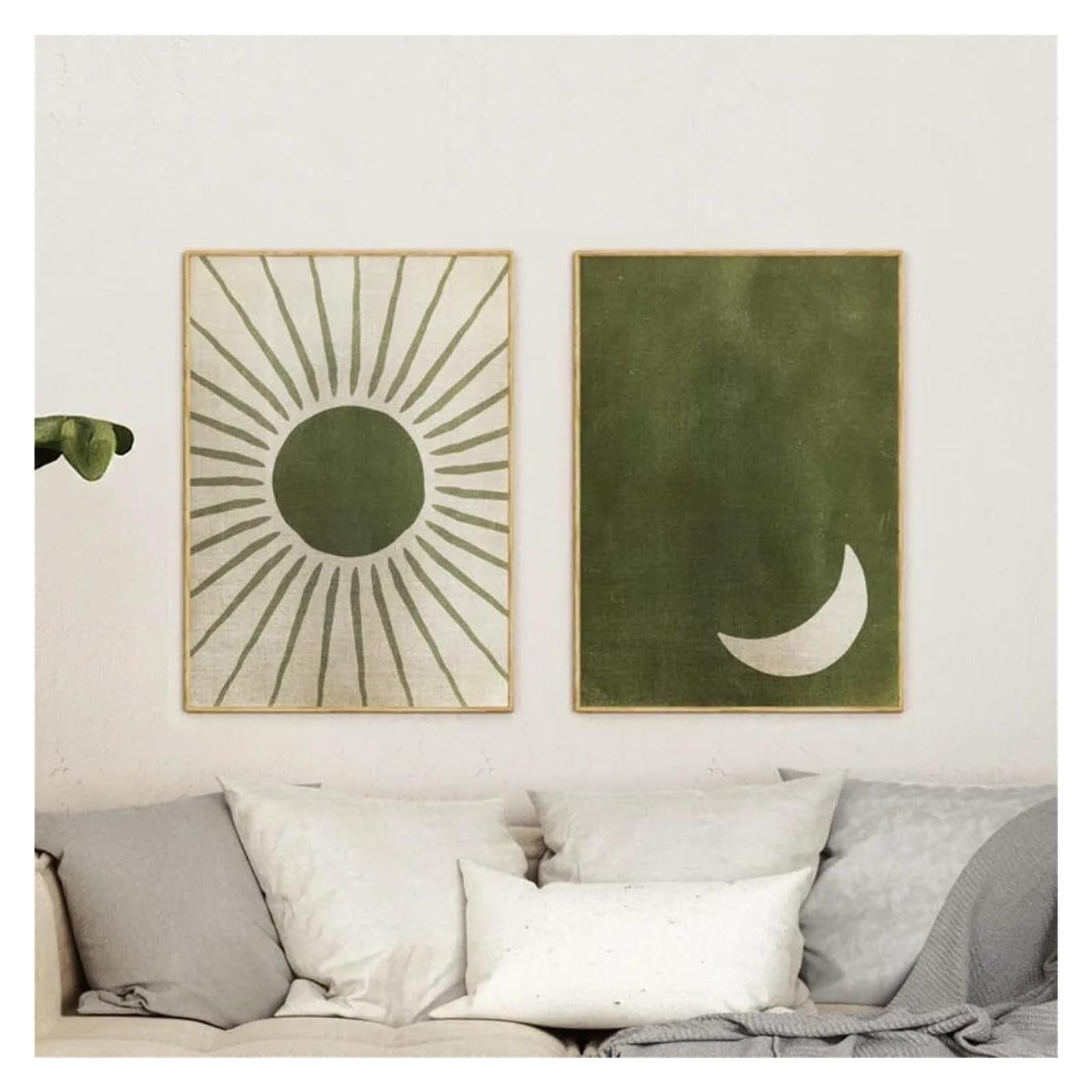 Tableau déco nature abstrait vert olive toile pour petit espace