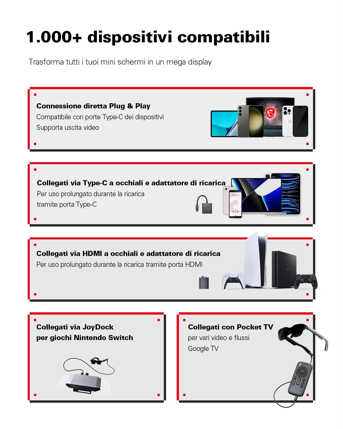 RayNeo Air 3s Occhiali AR/XR, Display HueView 201" 120Hz FHD, Dispositivo video AR portatile per iPhone 16/15, Android, Mac, Switch, PS5, Steam Deck – Teatro indossabile di prossima generazione