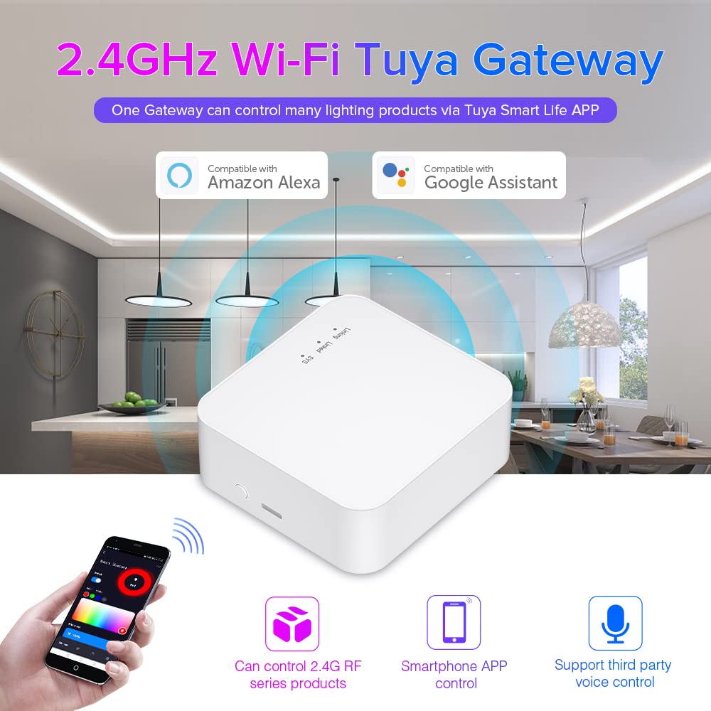 GW01W Tuya 2.4GHz WiFi Gateway Support C01RF C02RF C03RF C04RF LM051 Controller Single Color CCT RGB RGBW RGBCCT LED Strip String DC5V TuyaSmart SmartLife APP Alexa Google Home Control White