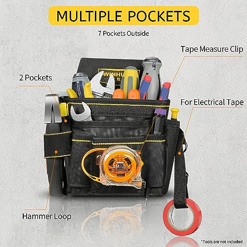 WINHUNT Tool Belt Pouch, Electrician Pouch 18 Pocket with Adjustable Nylon Belt 15x4x22cm Black (18 Pockets) 3 WINHUNT Tool Belt Pouch, Electrician Pouch 18 Pocket with Adjustable Nylon Belt 15x4x22cm Black (18 Pockets) - Image 3