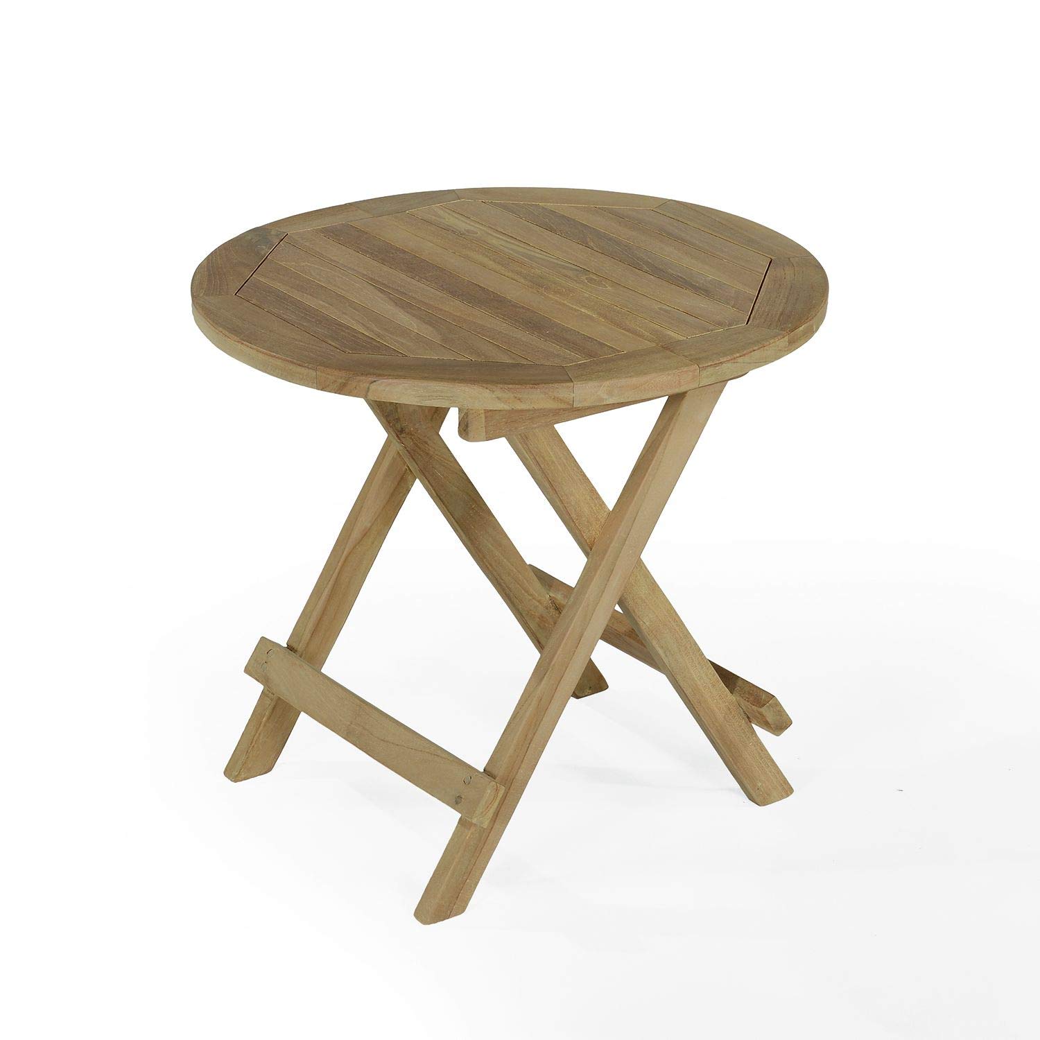 Teck'Attitude Table Basse Pliante Ronde en Teck Massif Kuta ø 50 cm