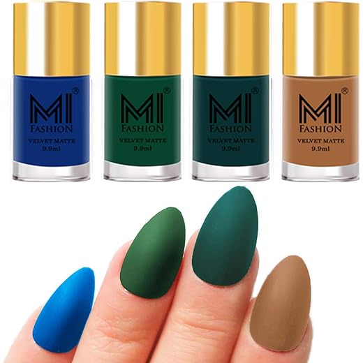 MI FASHION Velvet Matte Nail Polish Pack of 4 9.9ml