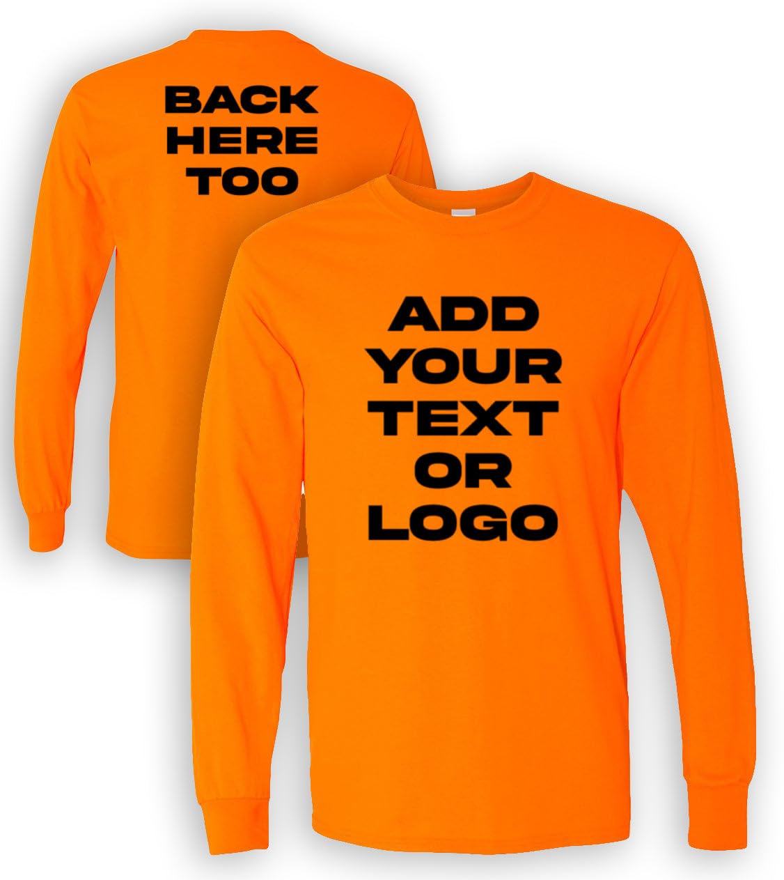 Kolossus Customizable High Visibility Long Sleeve work shirts Design Your Own Personalized t shirts with Logo Photo Text Safety Orange