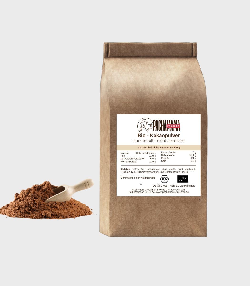 Bio Kakaopulver Stark Entölt 20 kg (10-12% Fett) – Nicht Alkalisiert – 100% Rein, ohne Zuckerzusatz, Vegan & Naturbelassen