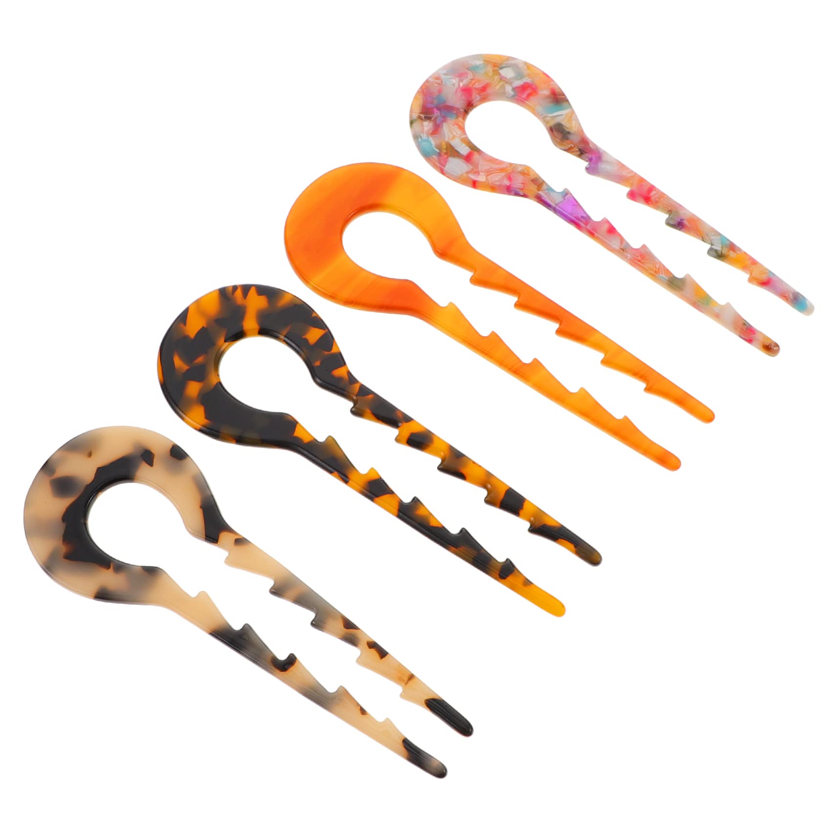 FRCOLOR 3er-set Stilvolle Acetat-haarnadel Pferdeschwanzhalter U-förmiger Haarstab Für Damen-haarknoten Haar-accessoires 4 Stück X 3