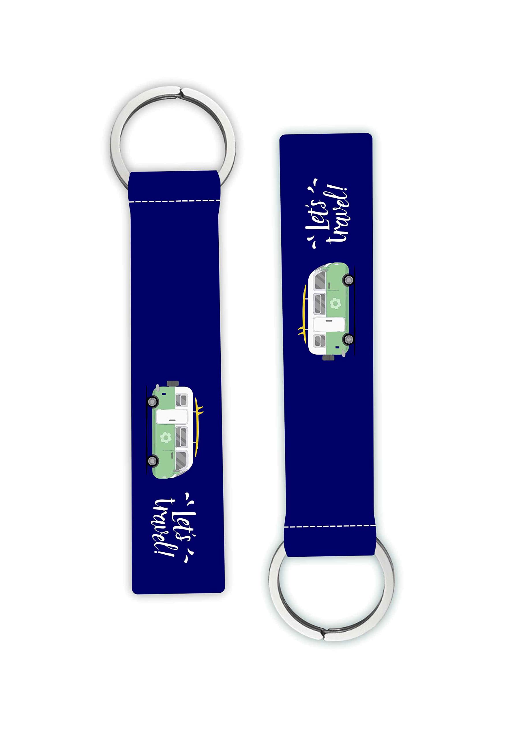 1pcs let's travel adventure printed lanyard keychain holder cars bikes scooters riders men's women's key holder key tag multicolored (6 x 1 inches)