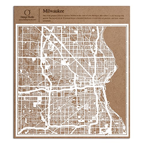 ミルウォーキー切り絵地図、白、30x30センチ、オリジナルデザインペーパーアート、アイデアギフト